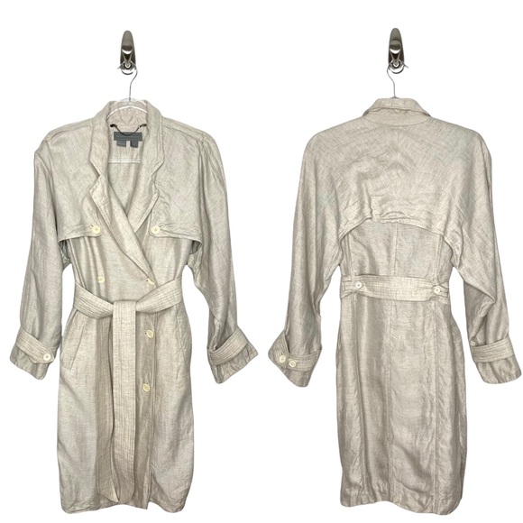 Proenza Schouler | Linen Viscose Trench Coat in Natural Beige 4 - Picture 1 of 8